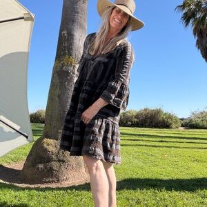 Devotion TWINS Faded Black/Charcoal Textured Tiered Dress